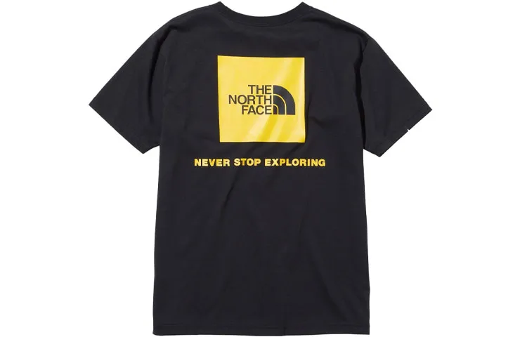 THE NORTH FACE T Shirt Men's Black Yellow Logo