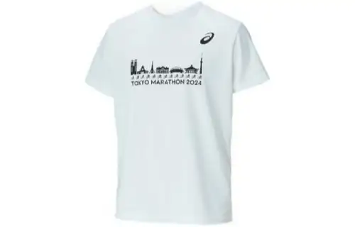 ASICS T Shirts Men's White Crew Neck Moderate Other