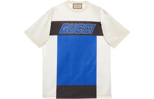 GUCCI T Shirts Men's Blue Crew Neck Moderate Straight Fit