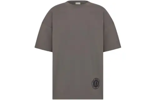DIOR T Shirts Men's Gray Crew Neck Moderate Straight Fit