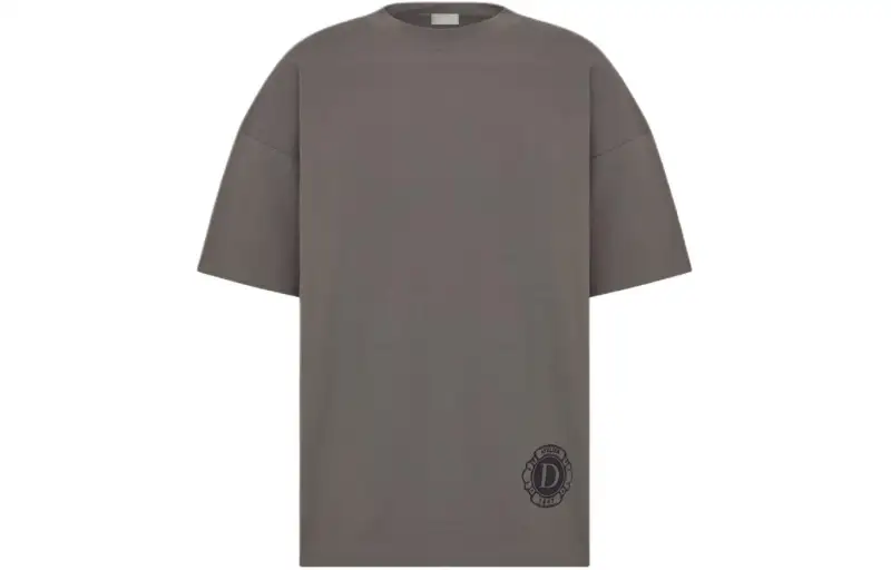 DIOR T Shirts Men's Gray Crew Neck Moderate Straight Fit