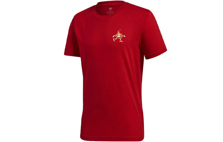 Adidas T-Shirts Men's Red Crew Neck Moderate Straight Fit