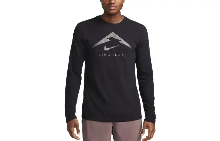 Nike T-Shirts Men's Black Crew Neck Moderate Straight Fit