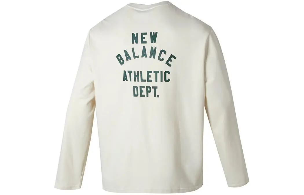 New Balance T-Shirts Men's Ecru Crew Neck Moderate Straight Fit