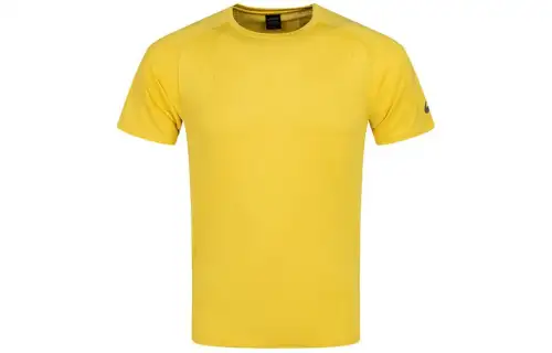 ASICS T Shirts Men's Yellow Crew Neck Moderate Straight Fit