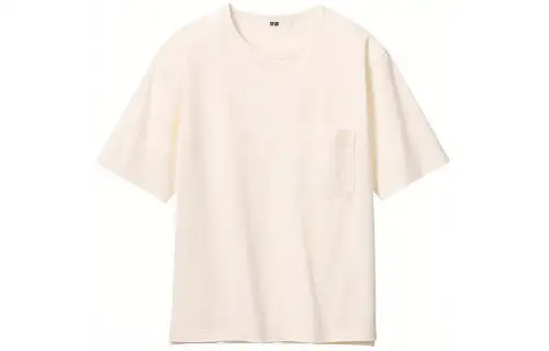 UNIQLO U Collection T Shirts Men's Ivory Crew Neck Moderate Straight Fit