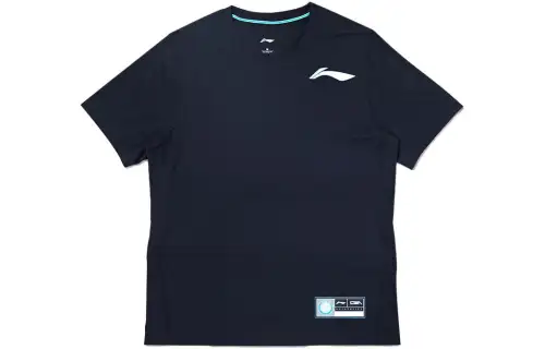 Li Ning T Shirts Men's Black Crew Neck Moderate Straight Fit