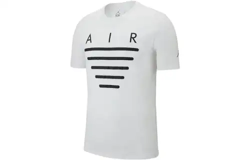 Jordan T Shirts Men's White Crew Neck Moderate Straight Fit