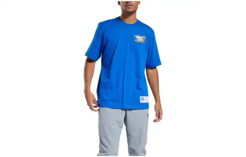 Reebok T Shirts Men's Blue Crew Neck Moderate Straight Fit
