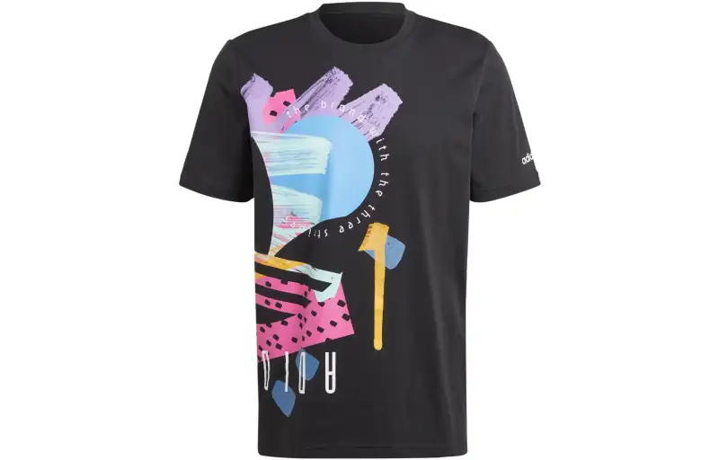 Adidas Originals T Shirts Men's Black Crew Neck Moderate Straight Fit