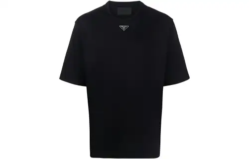 PRADA Logo Plaque Crewneck T Shirt