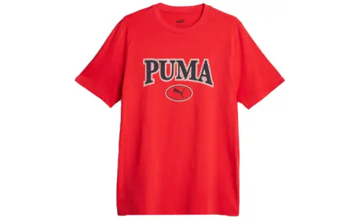 PUMA Squad T Shirts Men's Red Crew Neck Moderate Straight Fit
