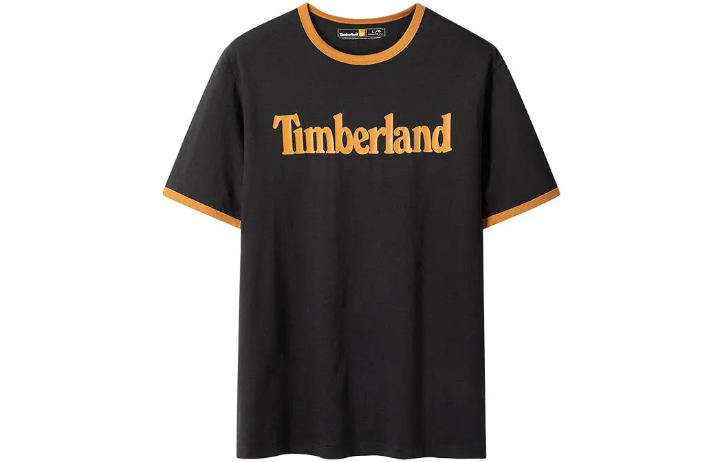 Timberland T-Shirts Men's Black Crew Neck Moderate Straight Fit