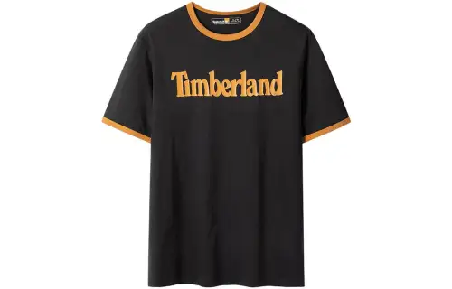 Timberland T Shirts Men's Black Crew Neck Moderate Straight Fit
