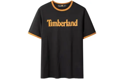 Timberland T-Shirts Men's Black Crew Neck Moderate Straight Fit