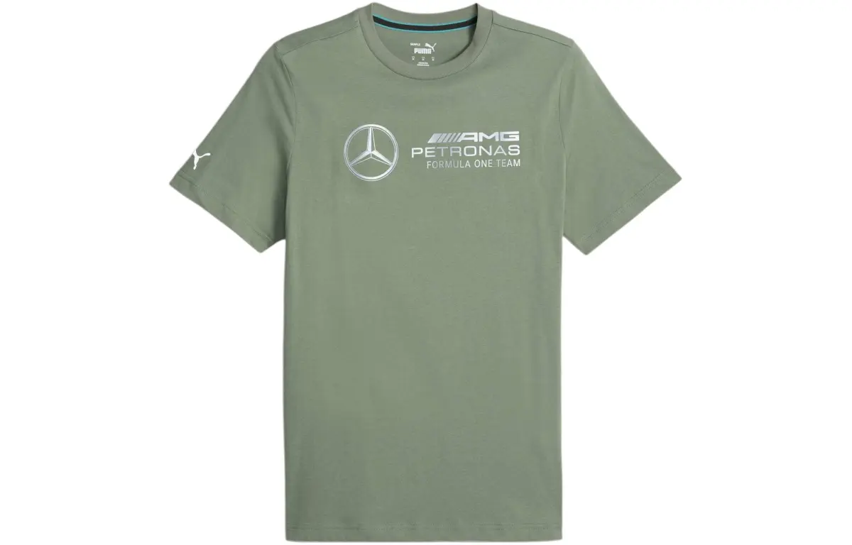 PUMA T-Shirts Men's Green Crew Neck Moderate Straight Fit