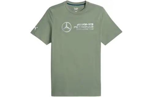 PUMA T Shirts Men's Green Crew Neck Moderate Straight Fit
