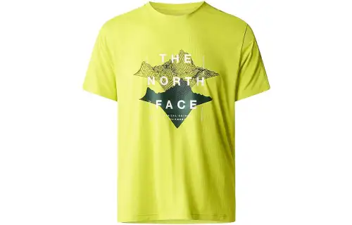 THE NORTH FACE T Shirts Men's Yellow Crew Neck Moderate Straight Fit