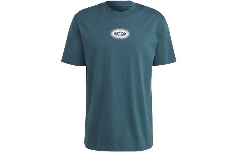 Adidas Originals T Shirts Men's Night Blue Crew Neck Moderate Straight Fit