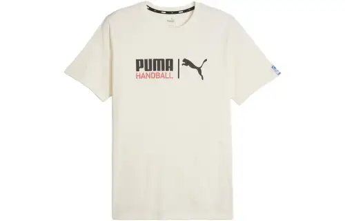 PUMA Handball T Shirts Men's Apricot Crew Neck Moderate Straight Fit