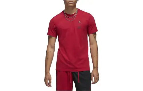 Jordan T Shirts Men's Scarlet Crew Neck Moderate Straight Fit