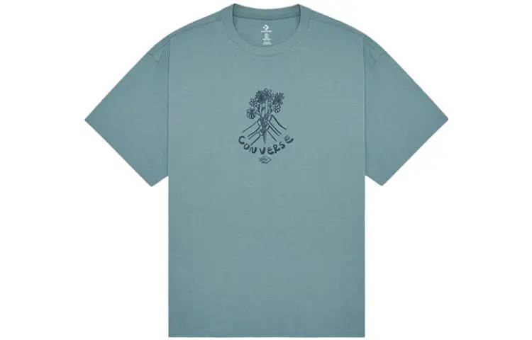 Converse FLOWER FRIENDS T Shirt Men's Peacock Blue