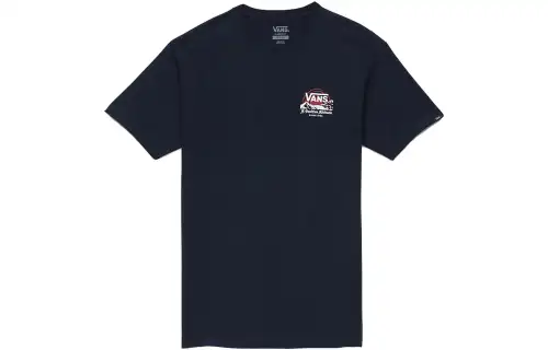 Vans T Shirts Unisex Blue Crew Neck Moderate Straight Fit