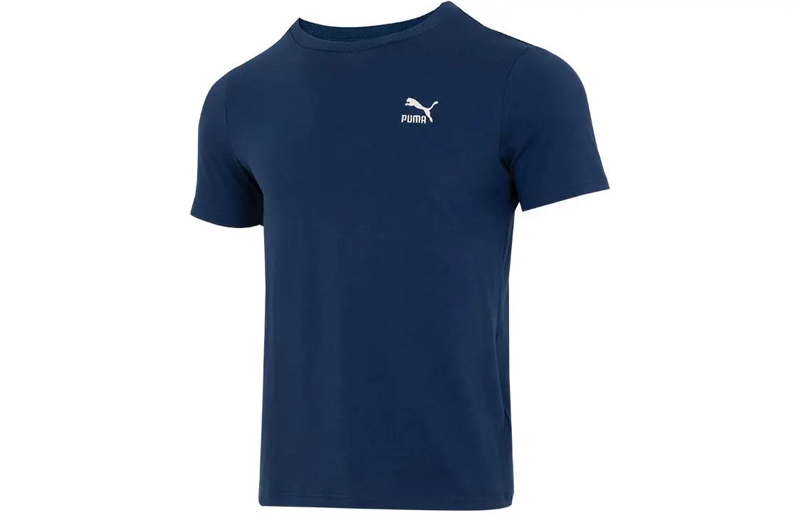 PUMA T-Shirts Men's Blue Crew Neck Moderate
