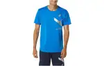ASICS T Shirts Unisex Blue Crew Neck Moderate Straight Fit