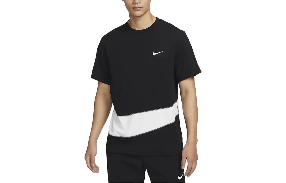 Nike T-Shirts Men's Black White Crew Neck Moderate