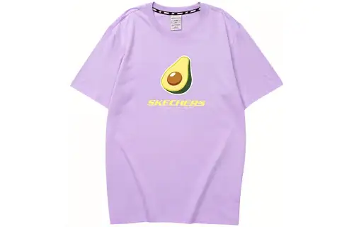 Skechers Colorful T Shirts Unisex Purple/01NE Crew Neck Moderate Straight Fit