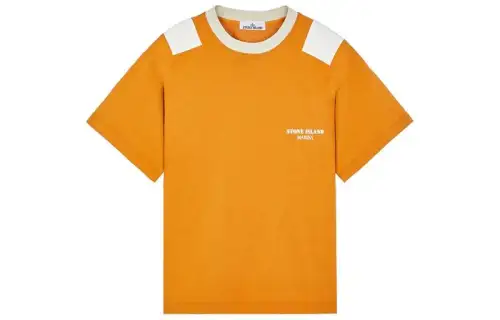 STONE ISLAND T Shirts Unisex Rusty Yellow Crew Neck Moderate Straight Fit