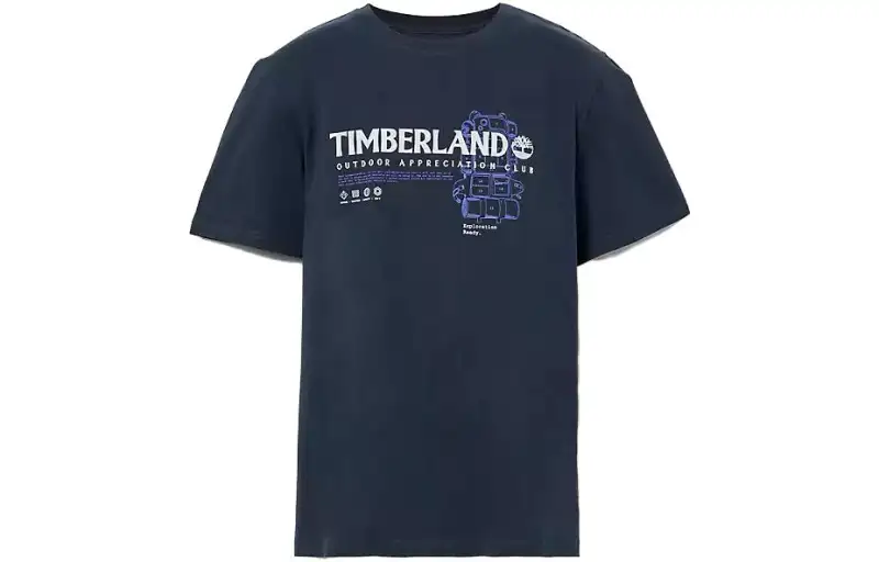 Timberland T Shirts Men's Blue Crew Neck Moderate Straight Fit