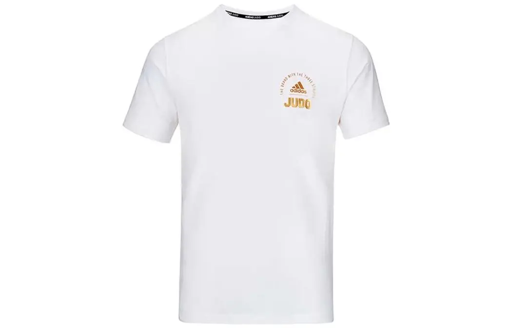 Adidas T Shirt Men's White With Gold Logo Small Logo