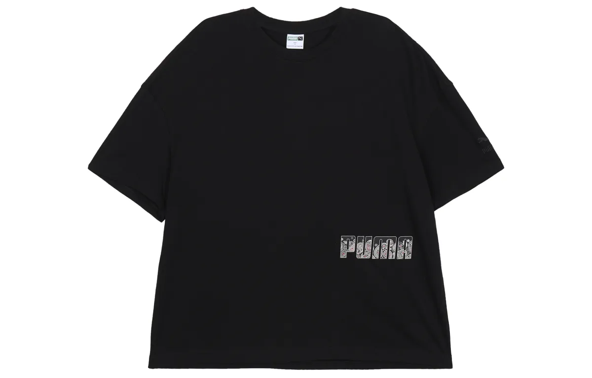 PUMA T-Shirts Men's Black Crew Neck Moderate Straight Fit