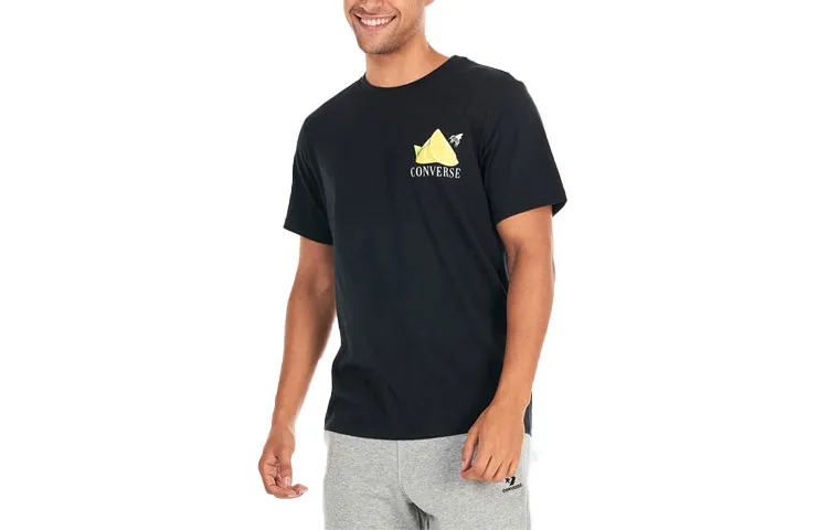 Converse Fresh Lemon T-Shirts Unisex Black Crew Neck Moderate Straight Fit
