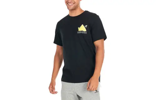 Converse Fresh Lemon T Shirts Unisex Black Crew Neck Moderate Straight Fit
