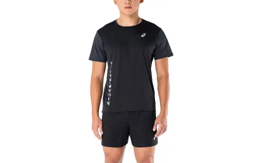 Asics KATAKANA MESH SS TOP T Shirt Men's Black