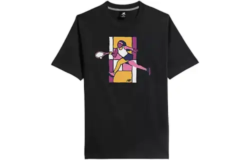 New Balance T Shirts Men's Black Crew Neck Moderate Straight Fit
