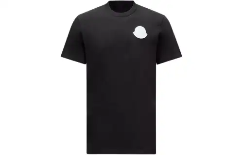 Moncler SS24 T Shirts Unisex Black Crew Neck Moderate Straight Fit