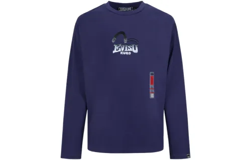 EVISU T Shirts Men's Dark Purple Crew Neck Moderate Straight Fit