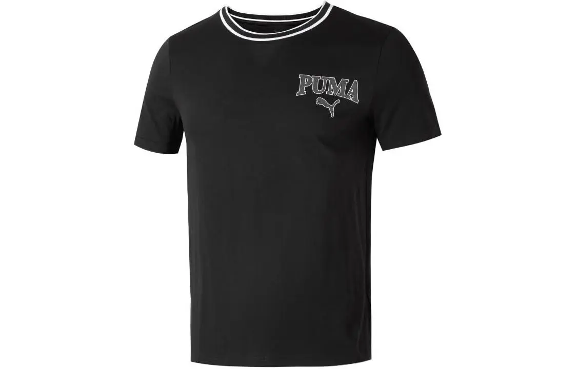 PUMA T-Shirts Men's Black Crew Neck Moderate Straight Fit