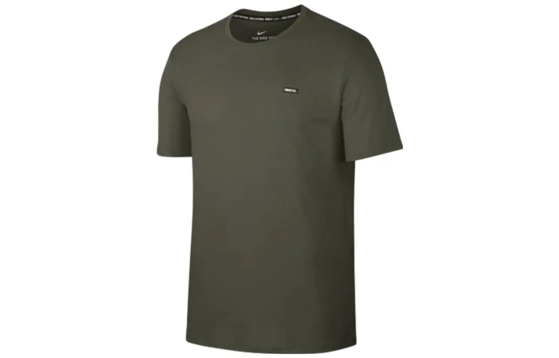 Nike T-Shirts Men's Green Crew Neck Moderate Straight Fit