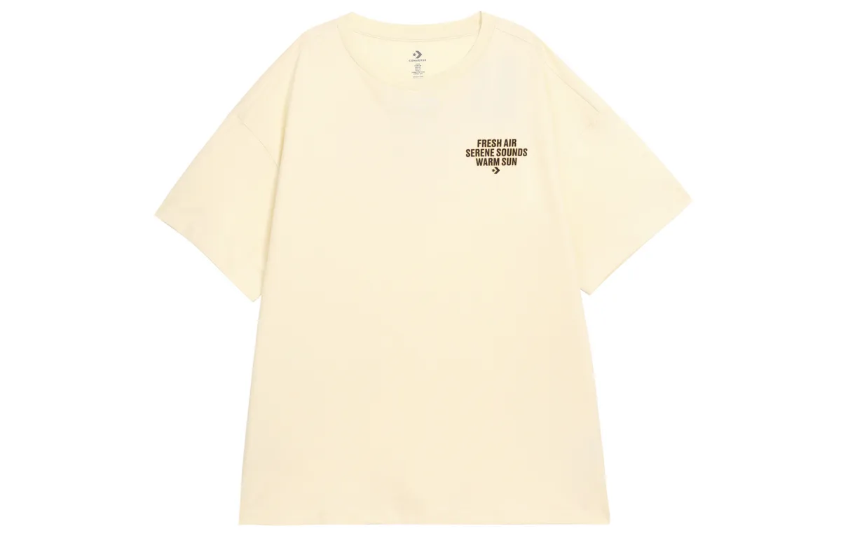 Converse T-Shirts Unisex Beige Crew Neck Moderate Straight Fit