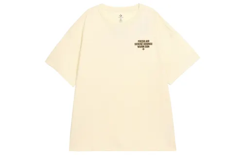 Converse T Shirts Unisex Beige Crew Neck Moderate Straight Fit
