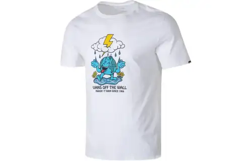 Vans T Shirts Men's White Crew Neck Moderate Straight Fit