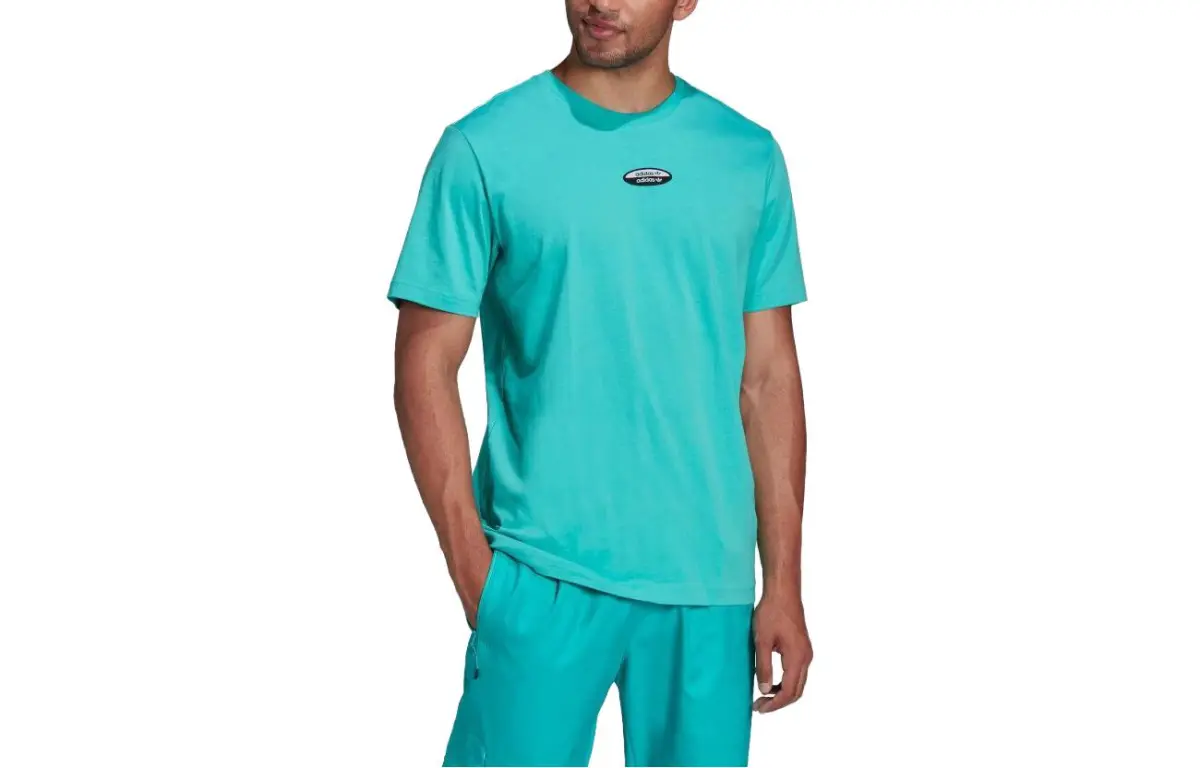 Adidas T-Shirts Men's Teal Crew Neck Moderate Straight Fit