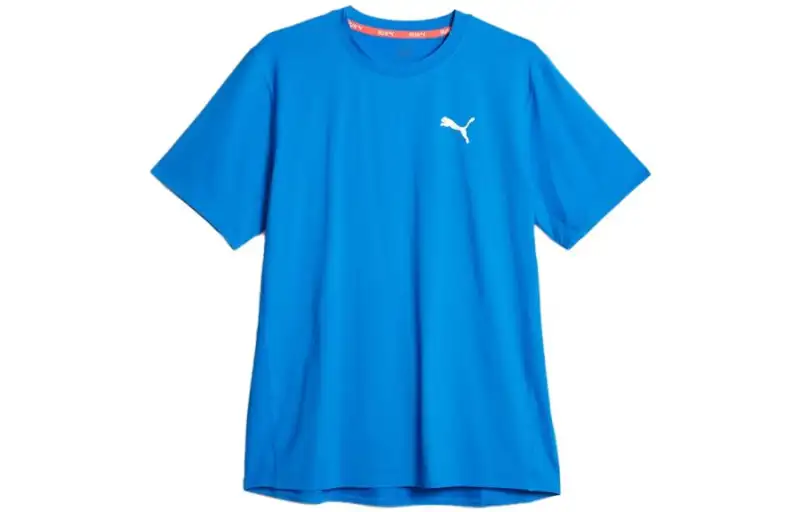PUMA T Shirts Men's Blue Crew Neck Moderate Straight Fit