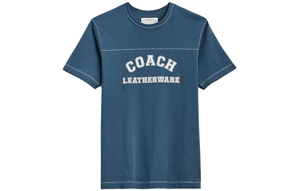 COACH T-Shirts Unisex Blue Crew Neck Moderate Straight Fit
