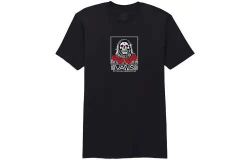 Vans Digi Skull T Shirts Men's Black Crew Neck Moderate Straight Fit